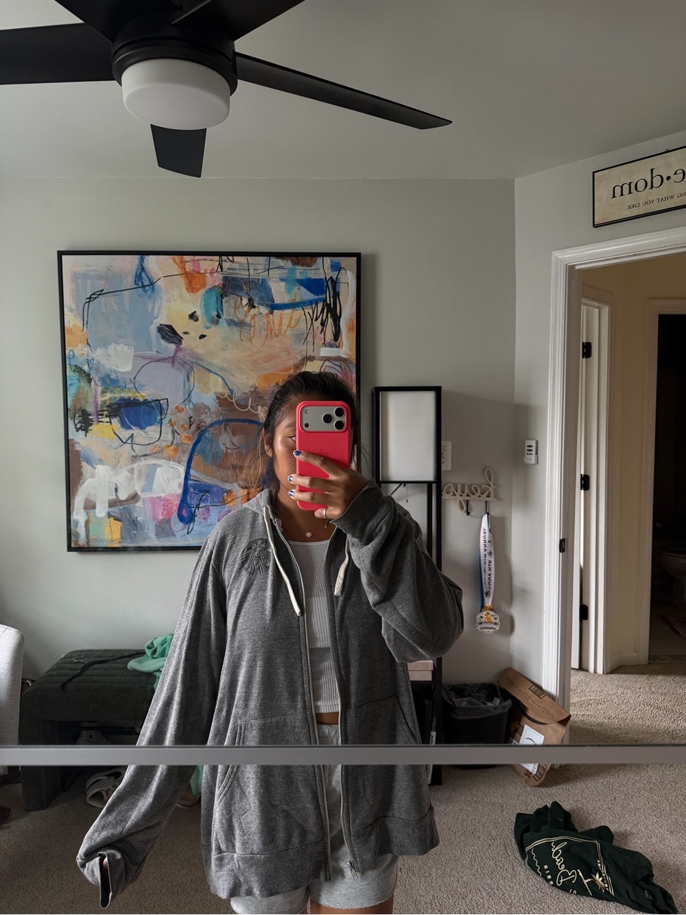 Starbucks gray zip up sweatshirt